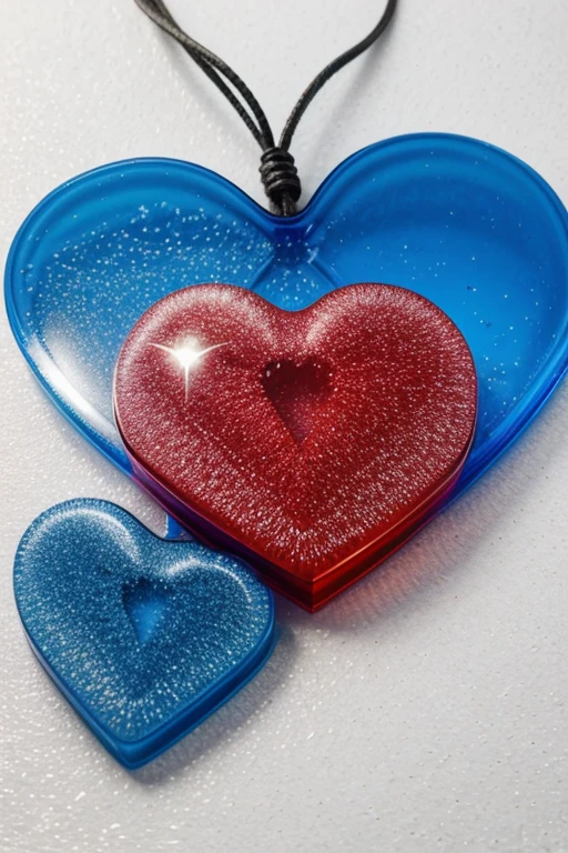 Generate the image of a heart and a star made of epoxy resin