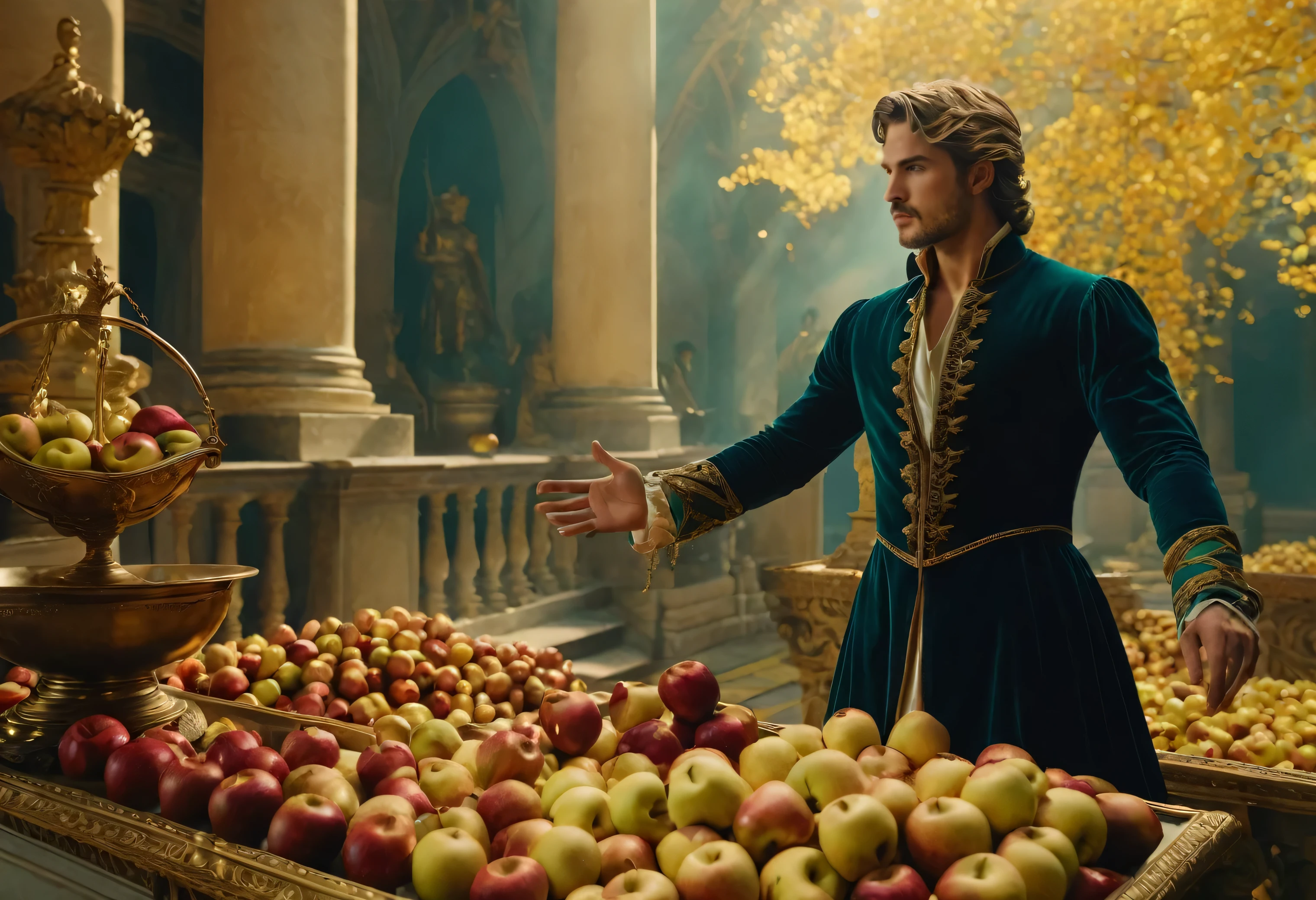 Deafening Terrible the The tale of Atalanta and the golden apples reenacted by Conseil, absurdres, magnificent, fantastic aesthetic, UHD, advanced cinematic perfect light, colorful, epic composition, imposing, dynamic background, intricate artistic color, magical atmosphere, handsome