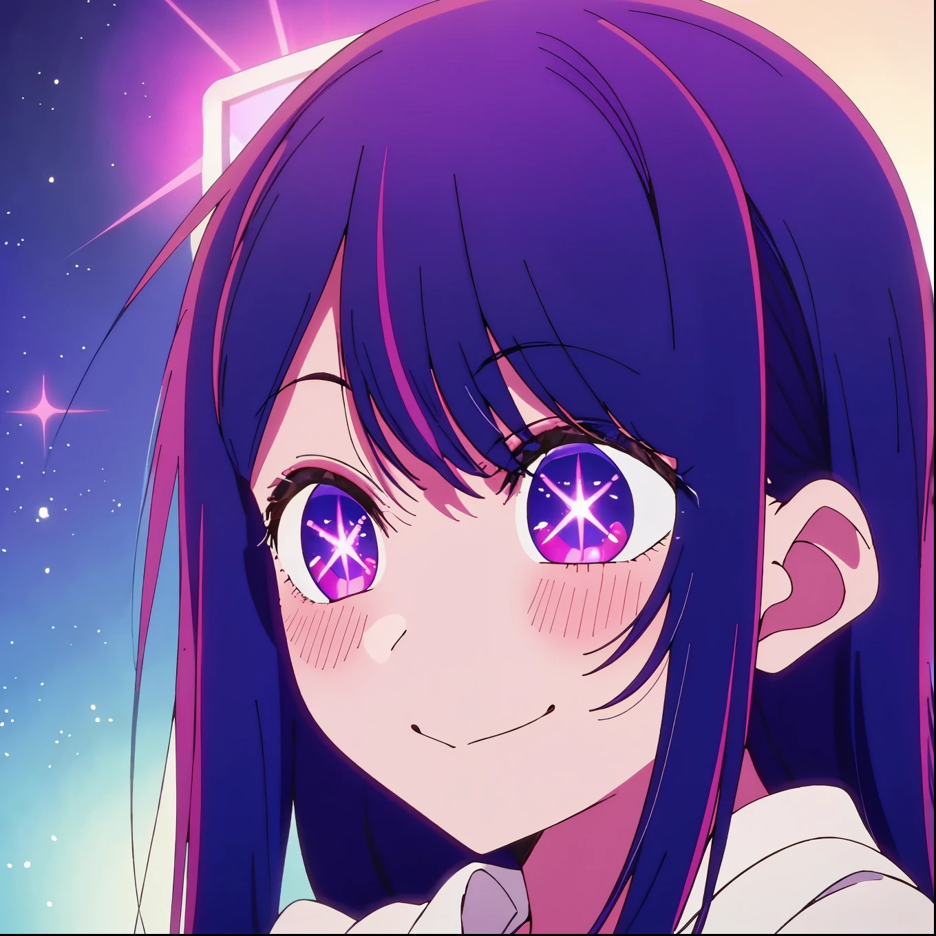 Hoshino Ai、My Favorites 、illuminated by spotlight、A radiant smile、Long Hair、dress、Dark purple hair、masterpiece、highest quality、Perfect Face