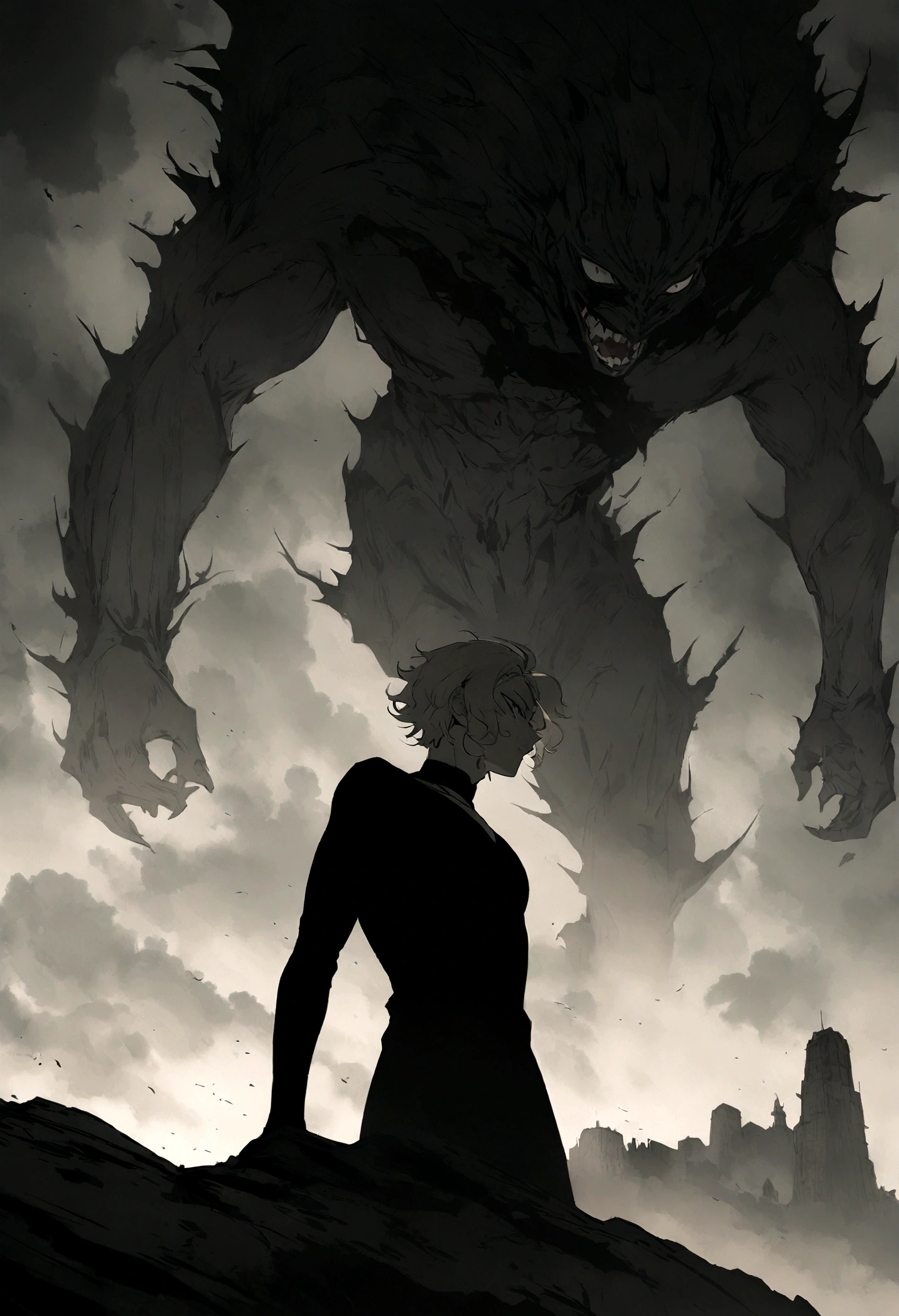 Akira Fudo, Devilman Crybaby, Male, with black clothes