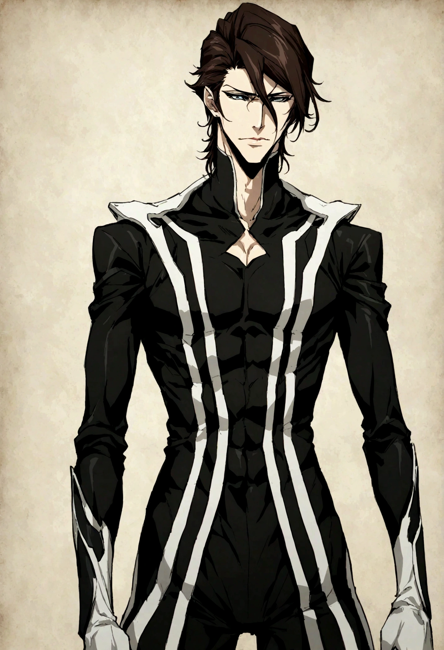 Aizen, Bleach, Anime, WIth Black Clothes, Male, slim body