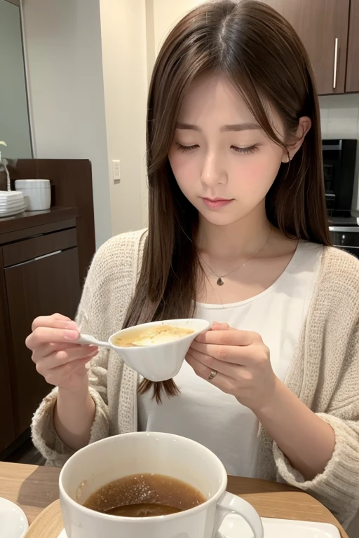 Caucasian、Brown Hair、Morning sickness
