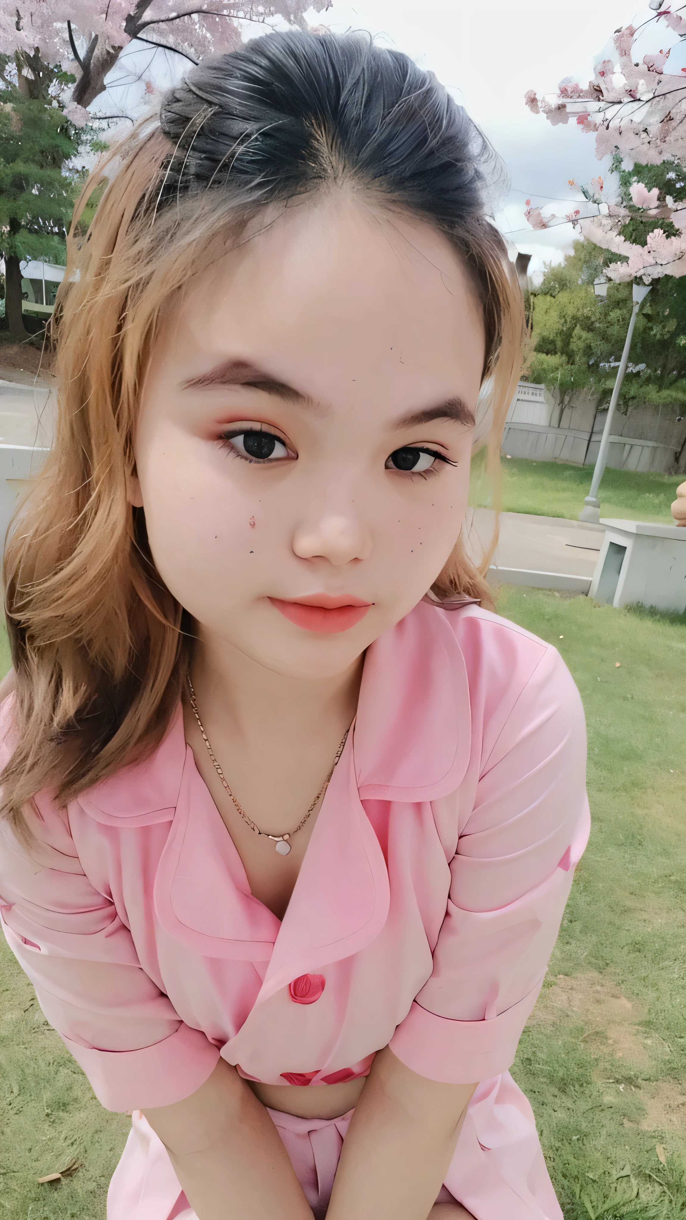 (super highest quality:1.3) (very realistic, Photoreal:1.3), (sharp focus:1.3), (Realistic and very high quality:1.3). (high resolution/High resolution:1.3), very delicate and beautiful, soft light, (brown hair, Shoulder-length straight bob hair sways in the wind), beautiful detailed girl, highly detailed eyes and face, beautifully detailed nose, thin and beautiful eyes, 1 girl, Japanese, Pure beauty, cute, young, (smaller and flat chest), realistic face, realistic body, beautiful thigh, open shirt, mini skirt, cherry blossom background
