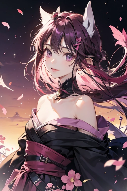 Morutchi is mostly black with a yellow face and arms. She has small black eyes, small black ears, and a small smile, and is always shown with pink flowers floating above her head. Morutchi also appears to have red heart shaped hair clips or ears on the sides of her head, which were later changed to be purple and wing-like. SPARKLE; GLITTER
