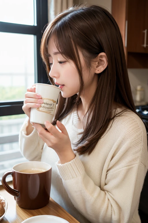 Caucasian、Brown Hair、Morning sickness