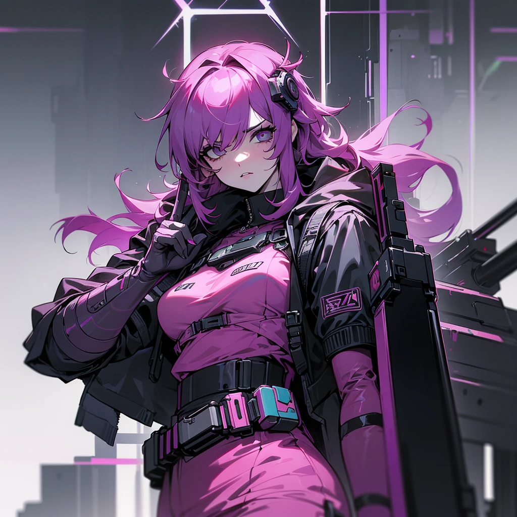 (Una mujer)(Rebecca CYBERPUNK la serie)(herida)(dos arma tipo uzi en mano disparando)(gritando con dolor)(boca abierta)(matandando a Adam Smasher de cyberpunk la serie)(detallada)(imagen 4k)