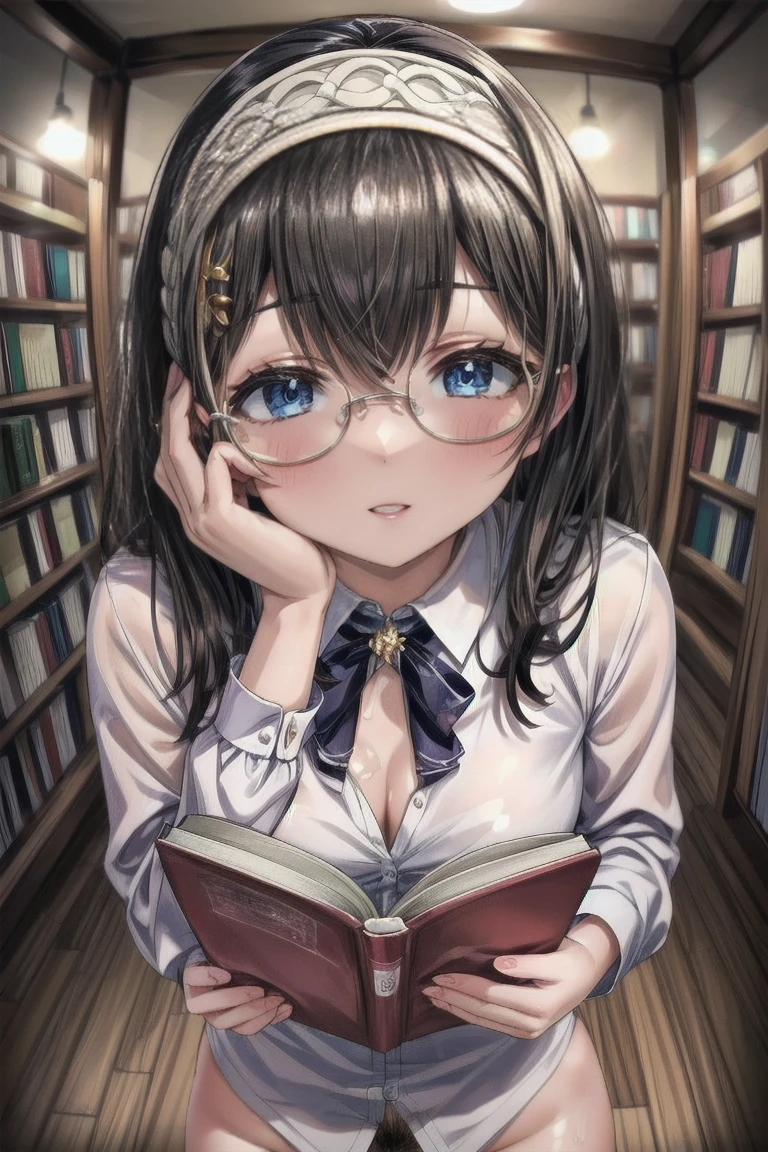 Browsing Caution, (masterpiece), (Real as in the picture 1.4), Ultra-high resolution, highest quality, 8k BREAK alone, alone, One girl, (Idol Master),(fumika sagisawa) ,(19 years old, beautiful girl), (Beautiful Eyes),(((Beautiful black hair))), (((Straight long hair))), ((hair band)),(Blunt bangs),One eye is hidden by bangs,((Wearing glasses:1.9)),((Completely naked)),(pubic hair),(Wet Hair), (Wet Skin), ((Sweat)), ((vapor)), (Flat Chest,Large Breasts、Large areola),((Reading a book:1.5)), (Front view),(((Several boys:1.9, Peeing on a girl,Multiple penises:1.9, gang rape))),((Ecstasy Trogao, Saliva trace, Red nose,Close one eye,Stick your tongue out)),Cleavage,Happy,((smile:1.9),((Cum on body:1.9)),((Cum on face:1.9)),((Semen in hair:1.9)),((Cum in mouth:1.1)),(,(((sex,cowgirl)),Blur the background),(((View Viewer),(bookstore),