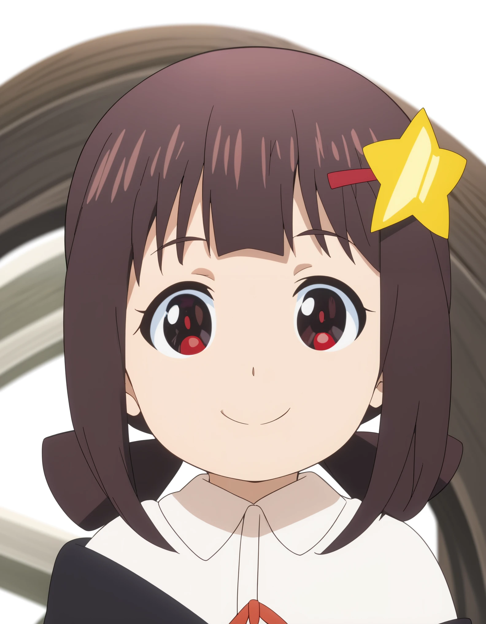 Komekko, white background, upper body, smile, looking at viewer, child_