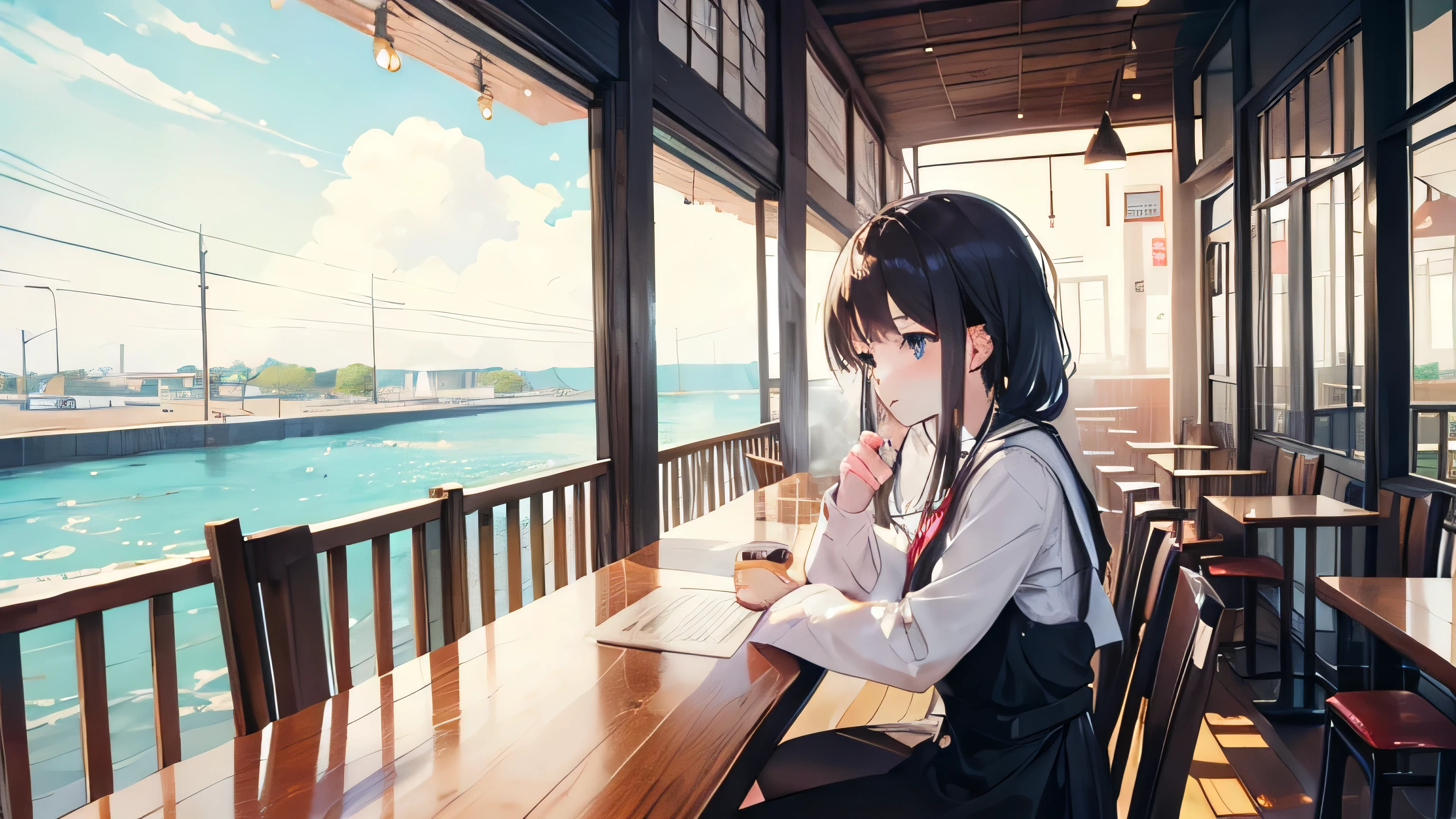 Cafe, Study, Girl