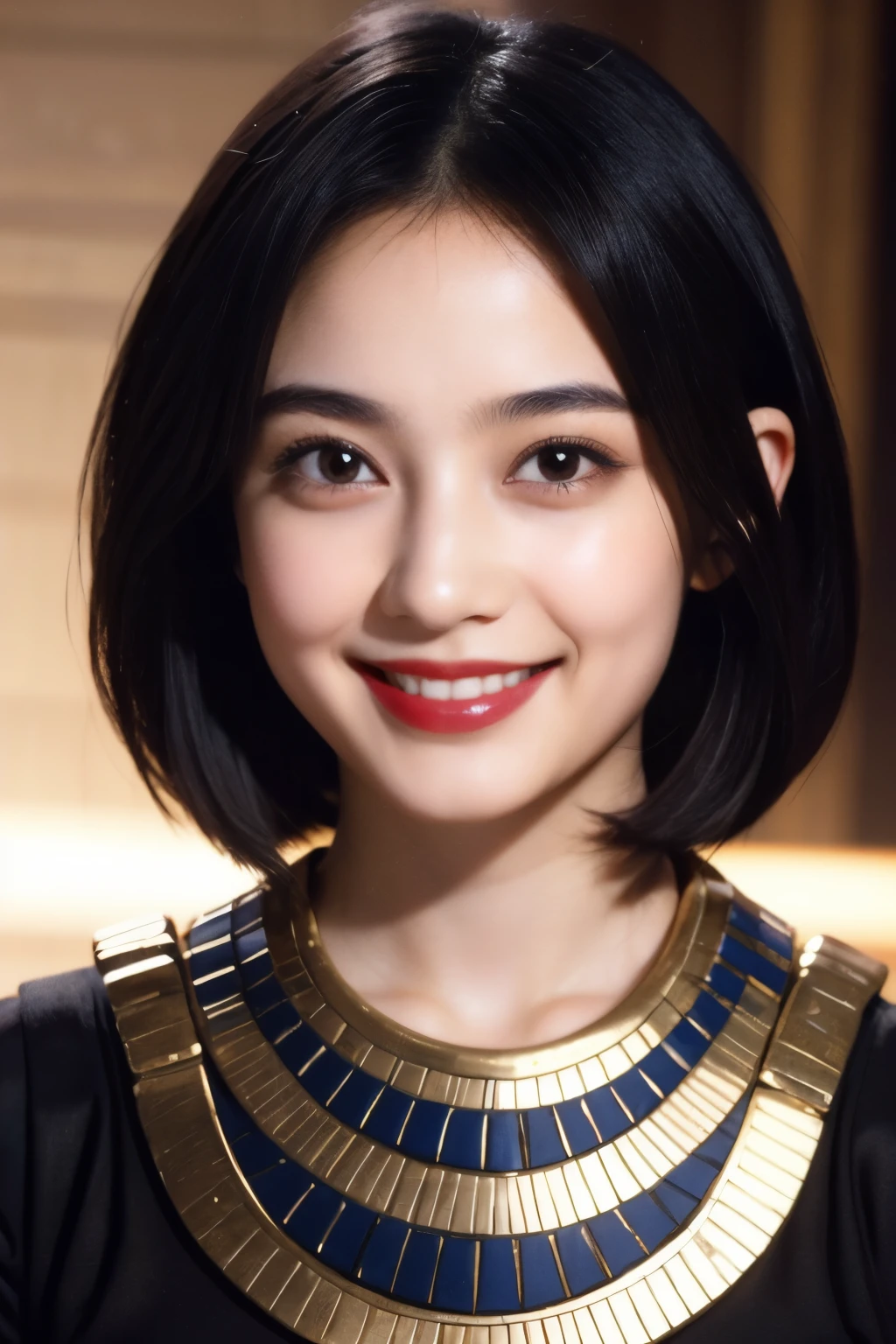 240 20-year-old female, short hair,A kind smile, lipstick, Egyptian civilization