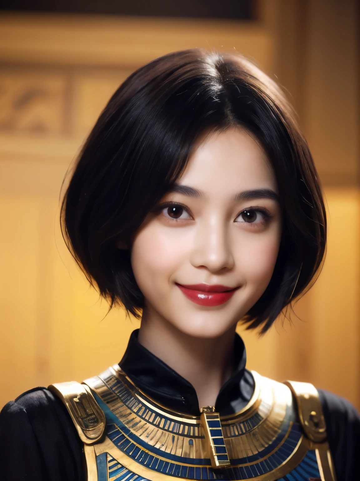 240 20-year-old female, short hair,A kind smile, lipstick, Egyptian civilization