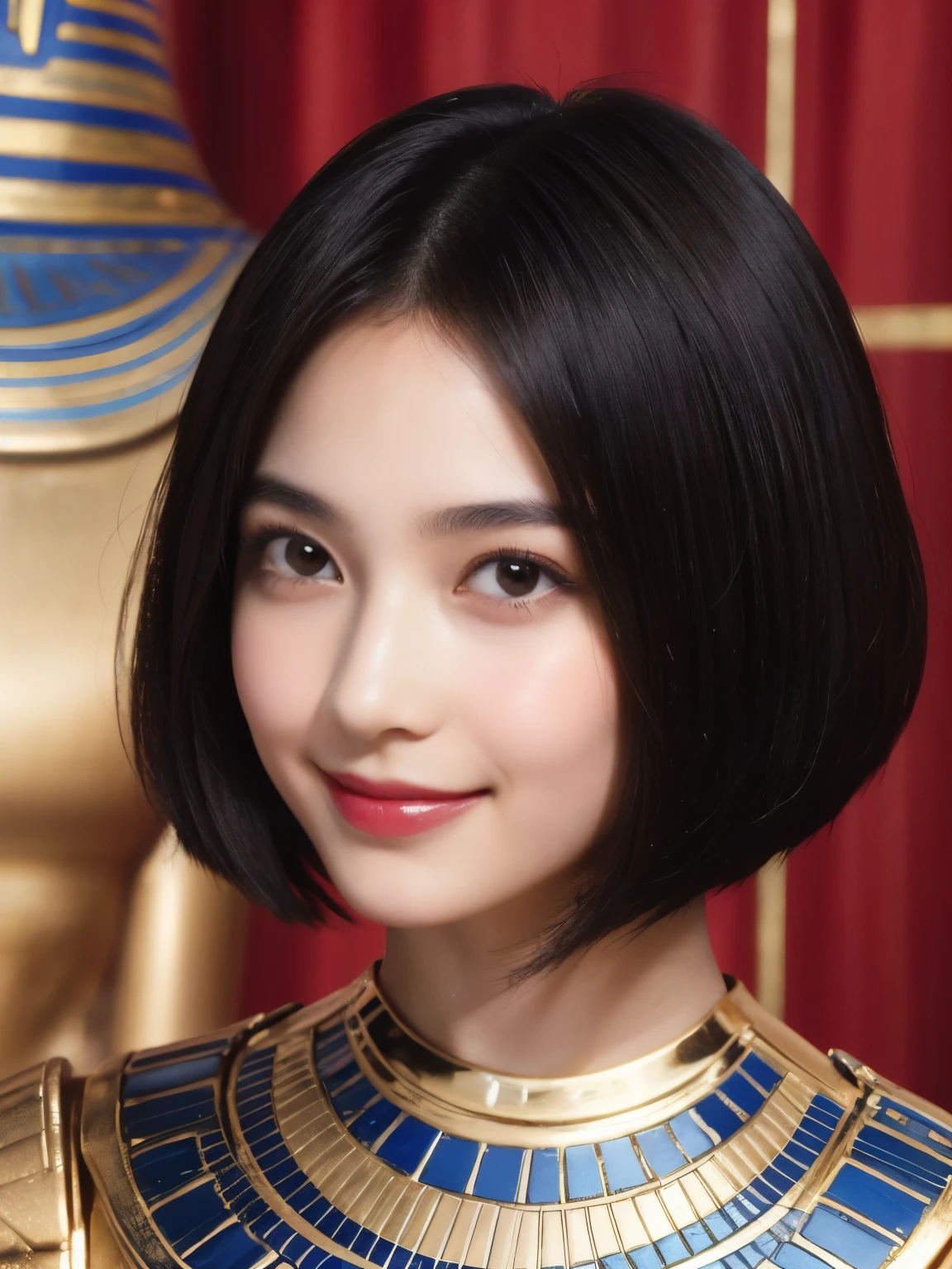 240 20-year-old female, short hair,A kind smile, lipstick, Egyptian civilization