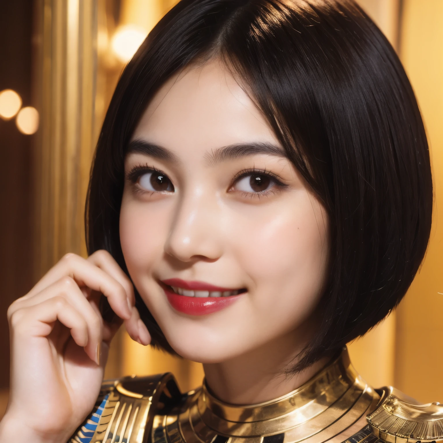 240 20-year-old female, short hair,A kind smile, lipstick, Egyptian civilization