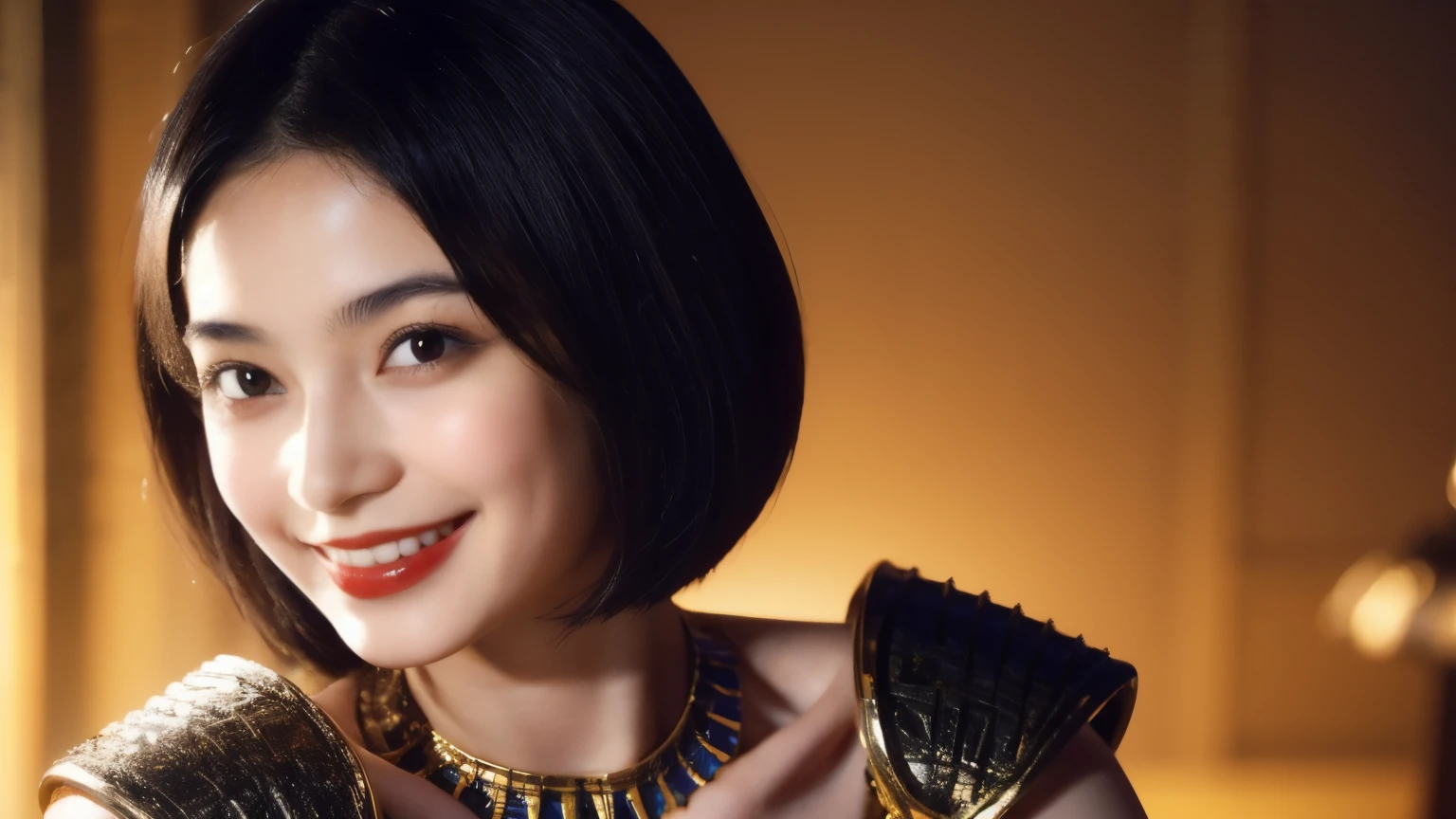 240 20-year-old female, short hair,A kind smile, lipstick, Egyptian civilization