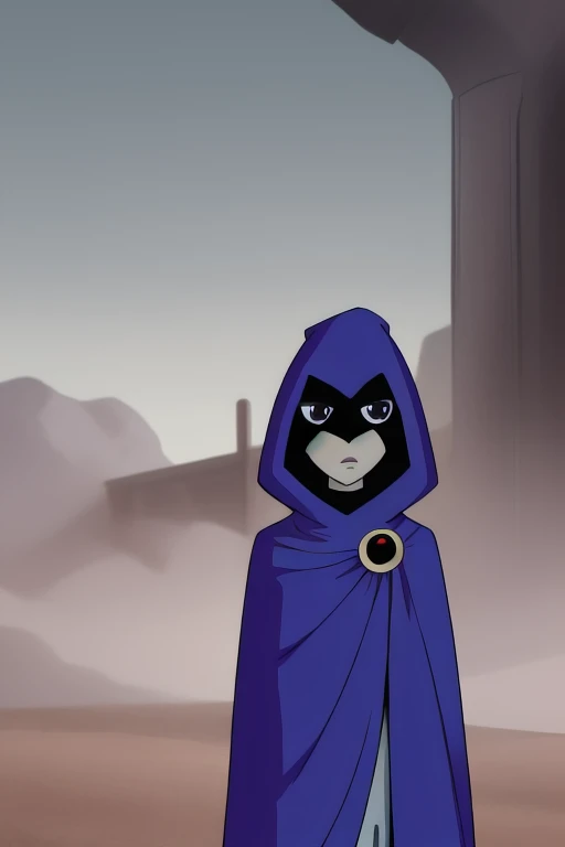score_9, score_8_up, score_7_up, volumetric lighting,
white raven, 1girl, solo, short hair, purple hair, hood, cape, colored skin, cloak, grey skin, forehead jewel
