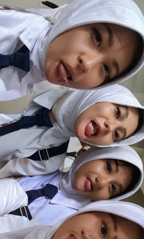 tongue out of mouth, saliva coming out, face red, ahegao