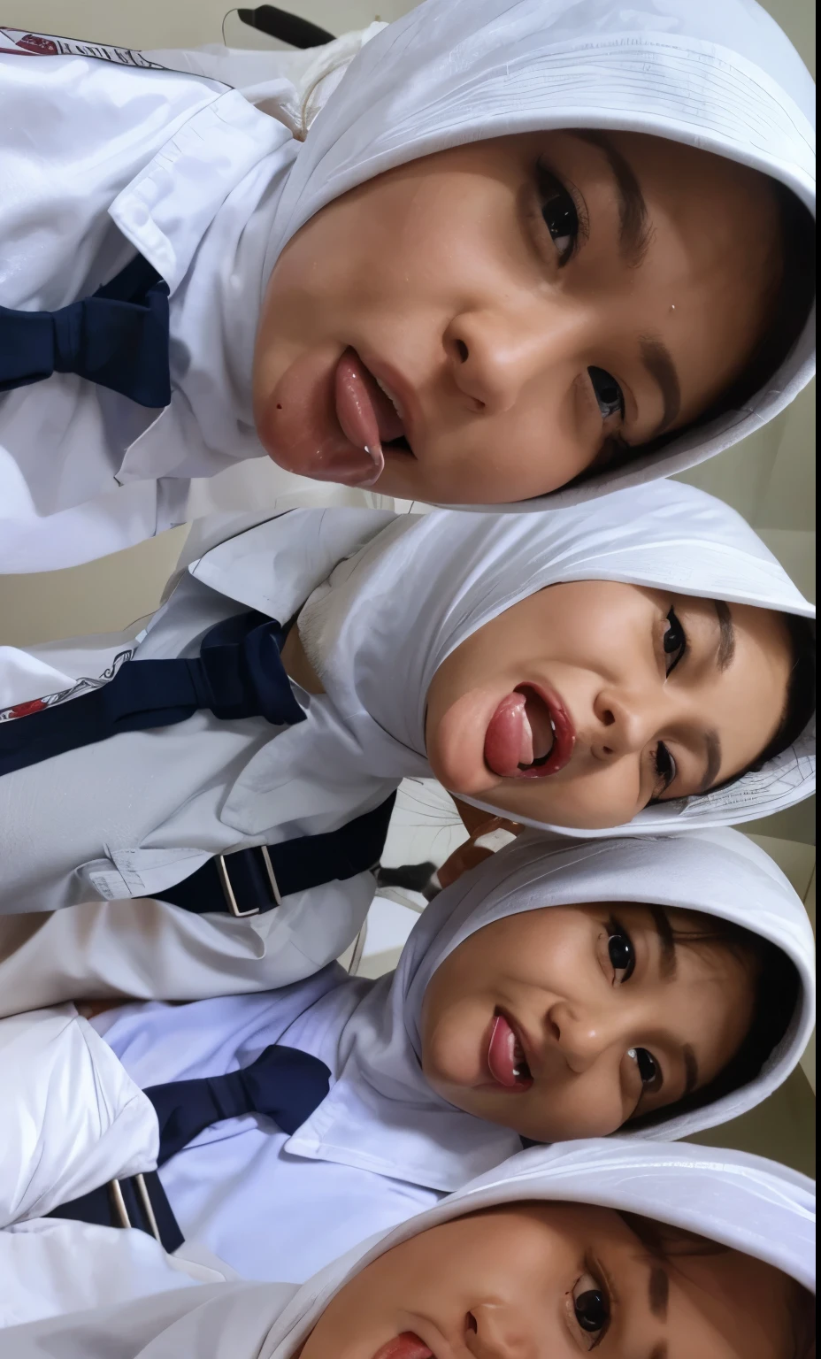 tongue out of mouth, saliva coming out, face red, ahegao