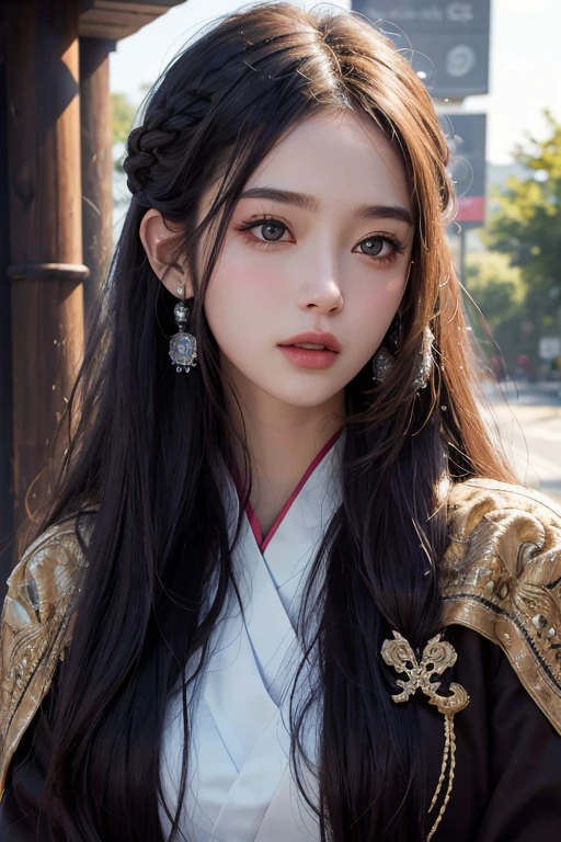 20-year-old female,Long Hair,Beautiful Face, (Realistic Face),Charm, Ultra-high resolution, Ultra-realistic, Very detailed,The background is inspired by Kumamoto,