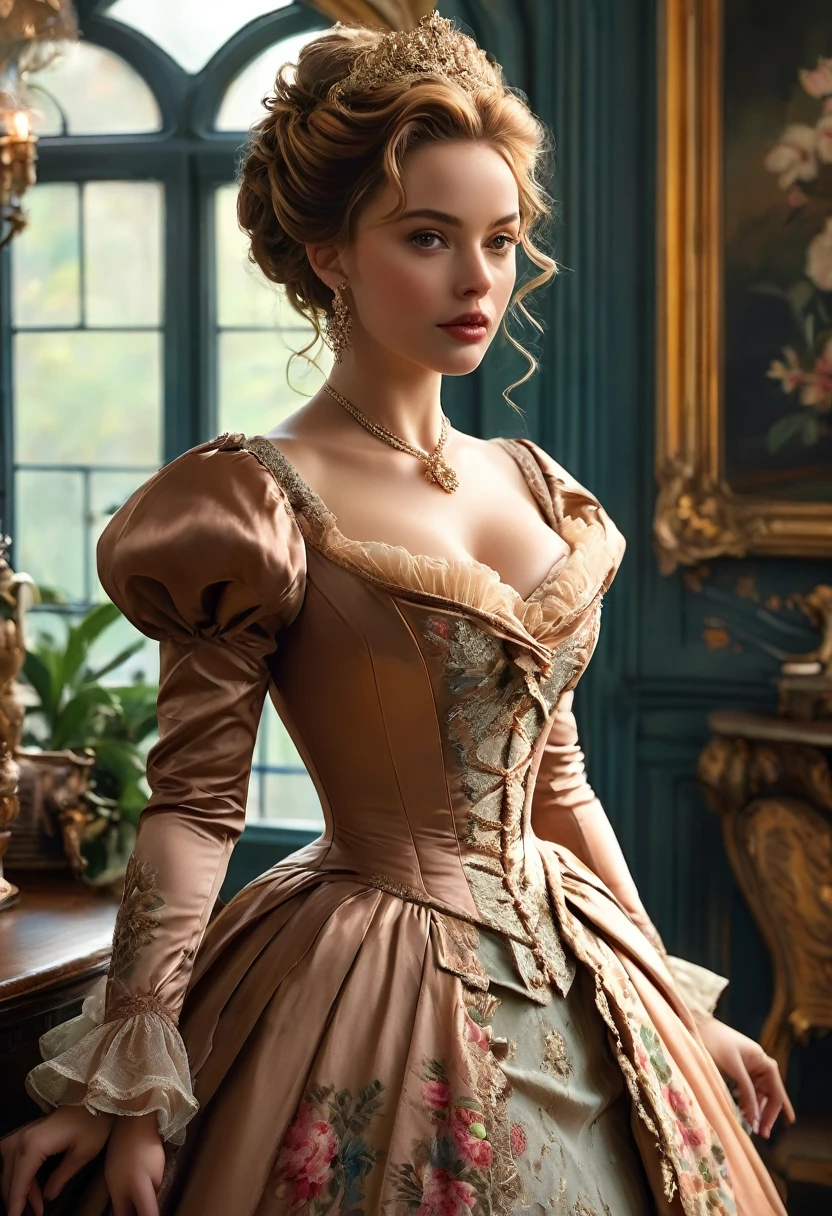 A Beautiful Aristacrat Woman With Large Elegant, Hawk-Like-Nose,. Who Embodies Old Fashioned Class, Sophistication, Elgance As Well As Wholesome, Natural Beauty. Curvy, Thin-Waist, Wide-Hips, Swaying-Hips. Scarlett Johanson. Oppulent Historically Accurate Victorian Dress. Greg Rutkowski, Thomas Kinkade, Anime
