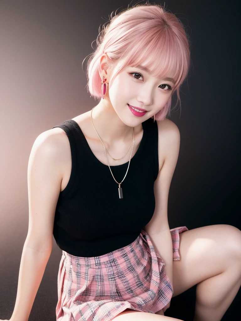(Realistic:1.3), In detail, quality, Rembrandt Lighting, (Tabletop:1.2), (Realistic:1.2), (最高quality), (Detailed skin:1.3), (Intricate details), dramatic, Ray Tracing,
Defeat a girl, Japanese girl, smile,(Pink Hair 1.4), Bun Hair, Parted bangs, Eye highlights 21 years old, Large Breasts, Earrings, jirai fashion, Short dress, Frills, race, ribbon,Belly button break
(It's Tokyo Street, Harajuku, sunny day),