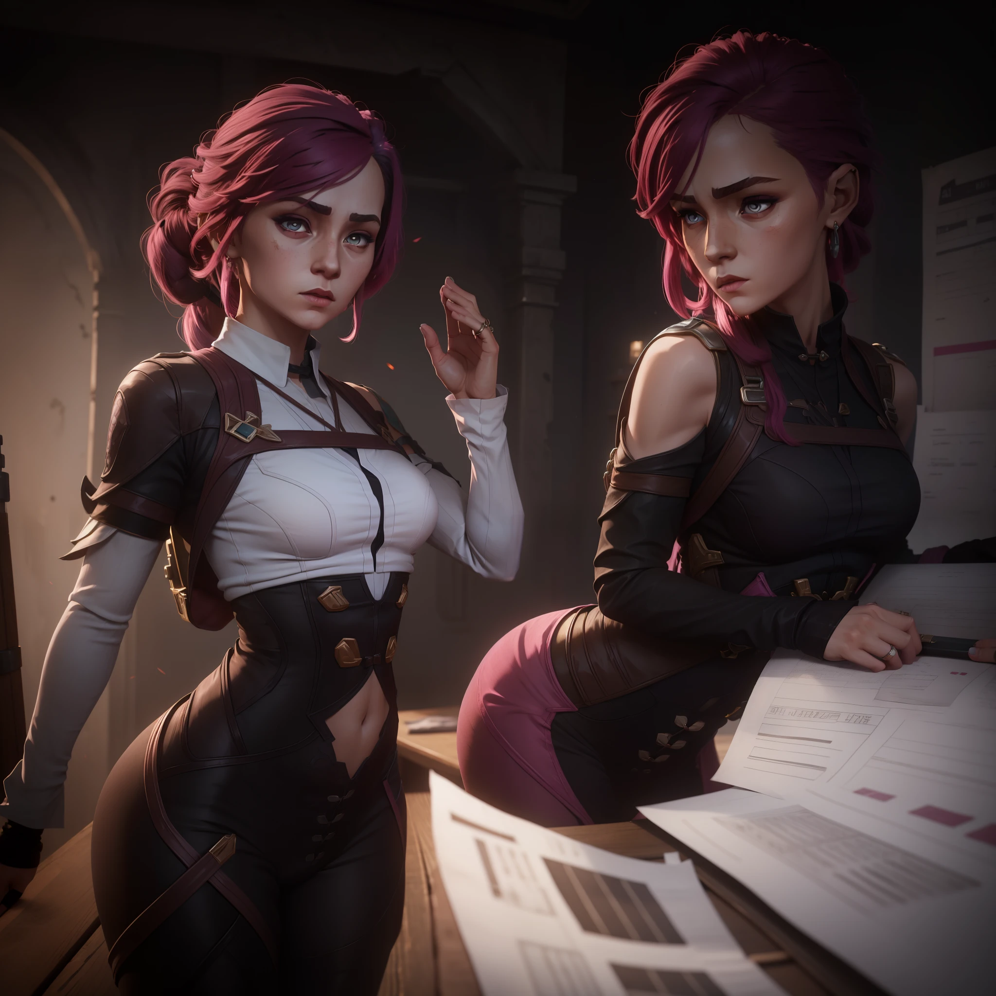 1girl,cohesive background,(character sheet:1.1),(clothes:1.15),clothes sheet,masterpiece,(bestquality),highlydetailed,ultra-detailed,pale,lilac eyes,soft pink hair:1, long hair,hair rings,sniper rifle,black bodysuit,medium bust,high and cold expression, belt wrapping, rpg like, 4k, Isometric lighting.