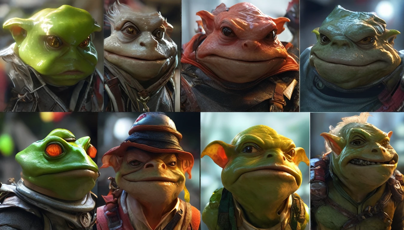 (multiple subjects)a (subject 1:goblin sized toad), (Subject 2: several goblin women, hot ugly, mismatched eyes, mismatched breasts, crazy hairstyles, big butts, ragged cloth tops, short skirts, safe for work), slimy cavern, best quality, 8k, highres, masterpiece, ultra-detailed, realistic, photorealistic, photo-realistic, HDR, UHD, studio lighting, ultra-fine painting, sharp focus, physically-based rendering, extreme detail description, professional, vivid colors, bokeh, horror
