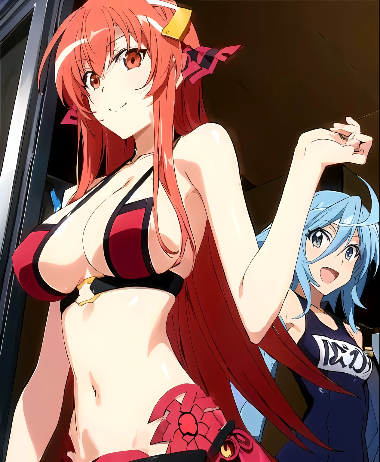 personajes de anime en bikini posando para una foto, Dxd de secundaria, Still from the television anime, Today&#39;s featured anime still., official anime yet, chica anime seductora, official studio anime yet, captura de pantalla de un anime de 2012, traje asuka debajo de la ropa!, konosuba, konosuba anime style, anime movie screenshot