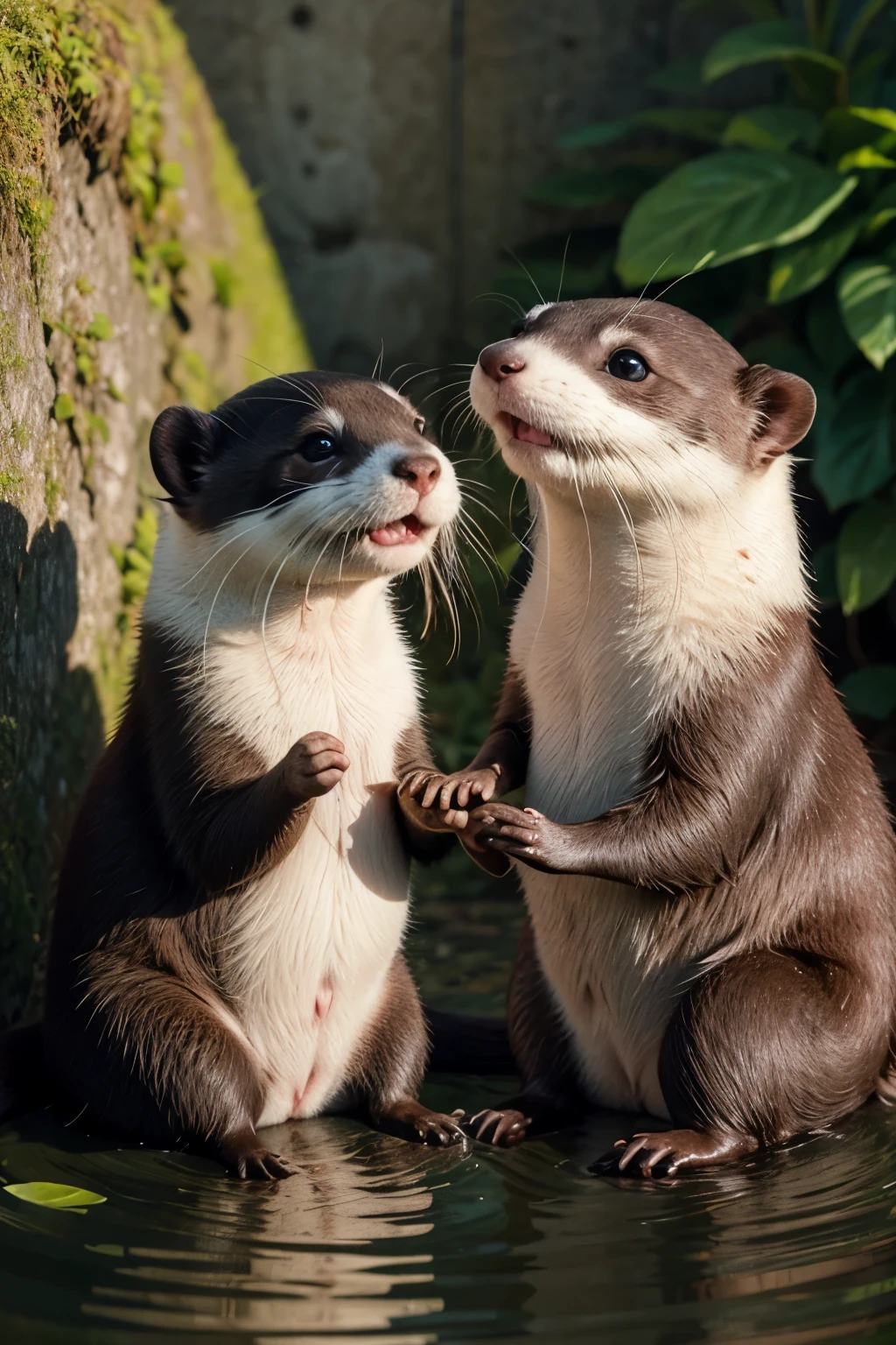 A Ferret and an Otter loving each other