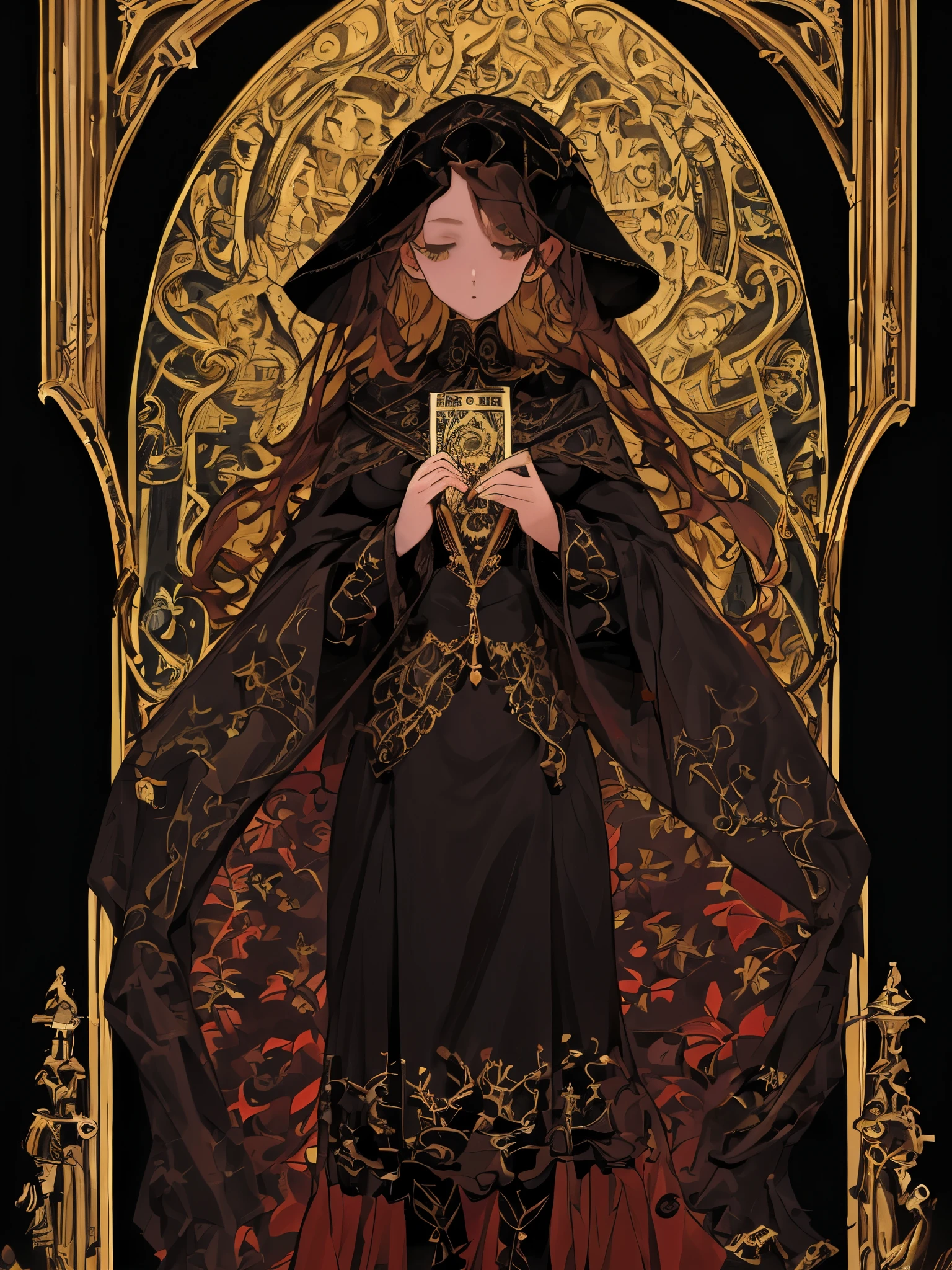 Danahamm symmetrical tarot card concept art on a (muito provocativo)+ roupa como a rainha dos elfos, Tema Lovecraft Loucura, por Lee Bursten, Tarô512, 8K, alto detalhe, intricado