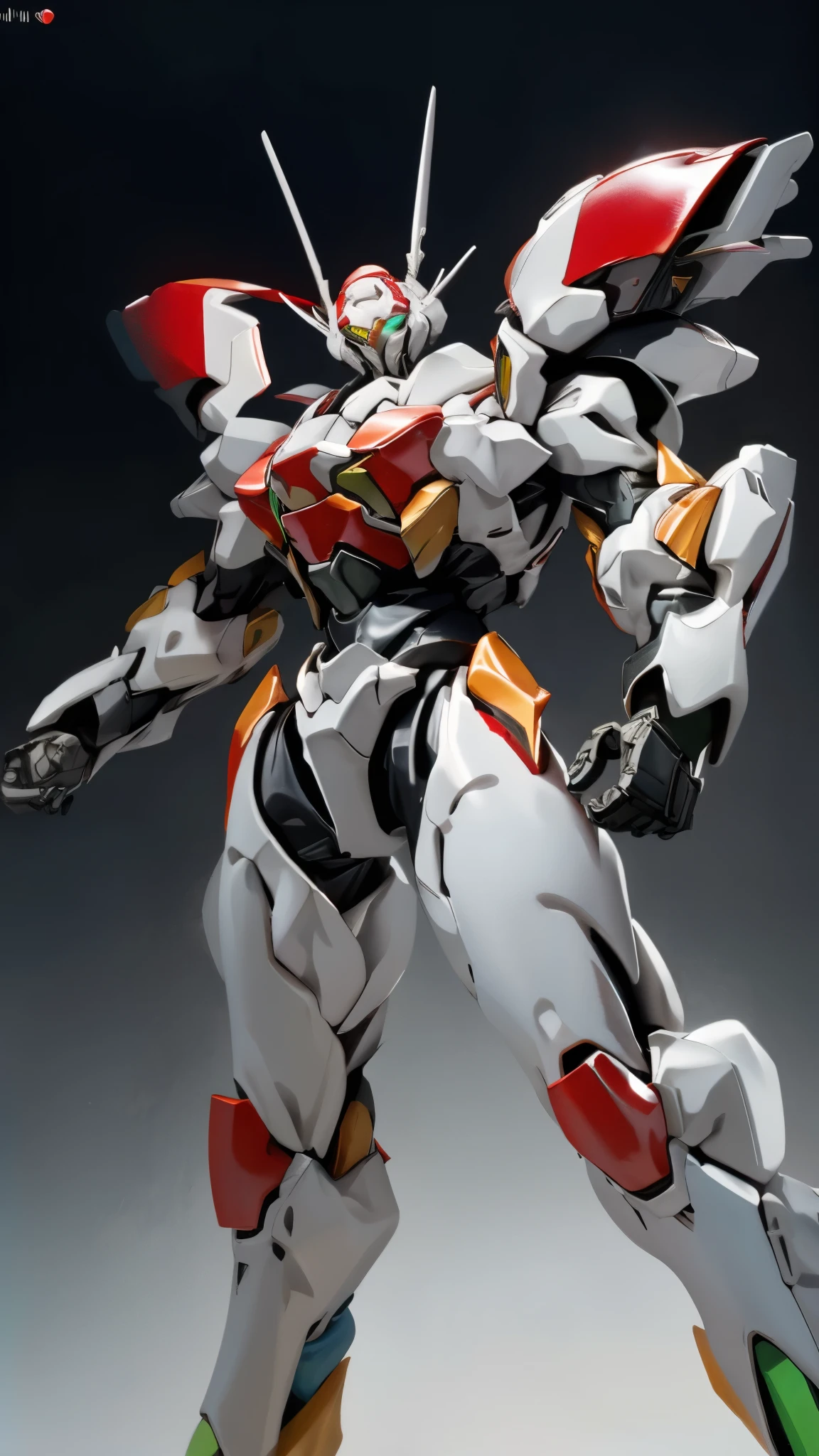 Humanoid Mecha, fully enclosed shoulder guards, matching arm and leg guards, full body, full armor, the design balances heavy with agility, (the color scheme is primarily white with red and blue accents, the concept Inspired by Super robot, organic biotech armor, standing, floating high above the futuristic sci-fi city), exquisite and mature art style, (aura effect, energy, glowing eyes, the armor glows), ((SRS)), metallic, dynamic, dramatic, high definition, best quality, highres, ultra-detailed, ultra-fine painting, extremely delicate, professional, perfect body proportions, anatomically correct, symmetrical face, extremely detailed eyes and face, high quality eyes, creativity, RAW photo, UHD, 32k, Natural light, cinematic lighting, masterpiece-anatomy-perfect, masterpiece:1.5