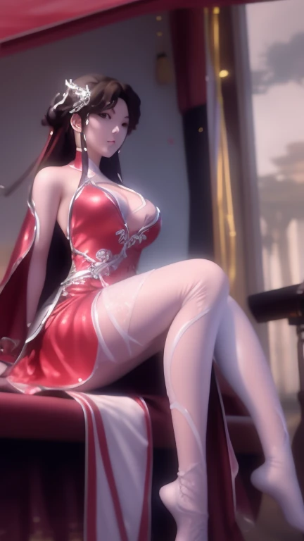 Arad woman in a blue dress sitting on the windowsill, Cute anime girl in a beautiful skirt,(((Full breasts,)))(((Huge Breasts))) (((Cleavage))), Popular on cgstation, 8k high quality detailed art, Anime Barbie wearing white stockings, Very detailed and beautiful fan art, Extremely detailed artger, Anime girl squatting, Flowing Magic Robe, Beautiful and seductive anime woman, wlop 和 sakimichan