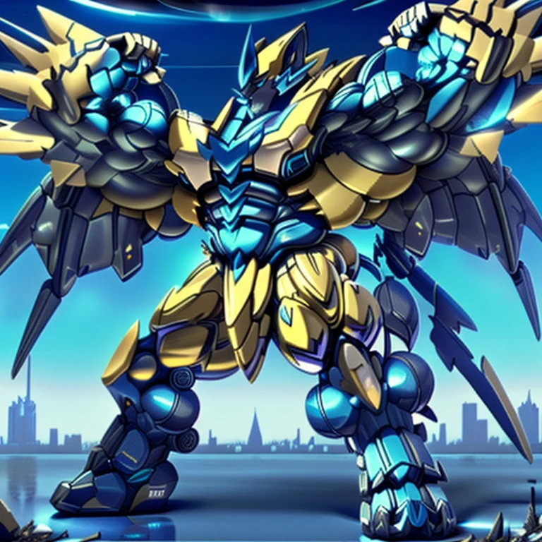 (masterpiece. official art. 8k. best quality. detailed full body. full body.)

(situation 1 : dominating zeraora. Zeraora is over 1000 meters long. focus GIANT mechanical Muscular Zeraora is trampling the city. Looking down. macro. stomp. Low-angle perspective. emphasizing the immense size.)

(situation 2 :smoke and flames rising from the destruction in the city)

(Additional details 1: wearing a full-face helmet. high-tech bio-mecha armor. real texture material. whole body shines like metal. Wearing cyberpunk mecha. emphasizes the muscles. suit fully made of metal. intricate armor. Robotic suit. suit fully made of metal. cyborg. Powered exoskeleton with the same design as Zeraora).

(Additional details 2: (Detailed head. Detailed Body. Detailed abs. gigantic muscles. HYPER MUSCLES. Gigachad Muscular. big muscle. pecs. triceps. traps. unusually developed muscular body. body full of huge muscles. showing off muscles. pectorales enormes. Exaggeratedly huge muscles. huge muscles. long legs.).

(Additional details 3: Spread wings. It has wings. have big wings. The claws are sharp. Sharp teeth.5 toes.).

(Additional details 4: black color hyper penis. hyper black penis. big penis)