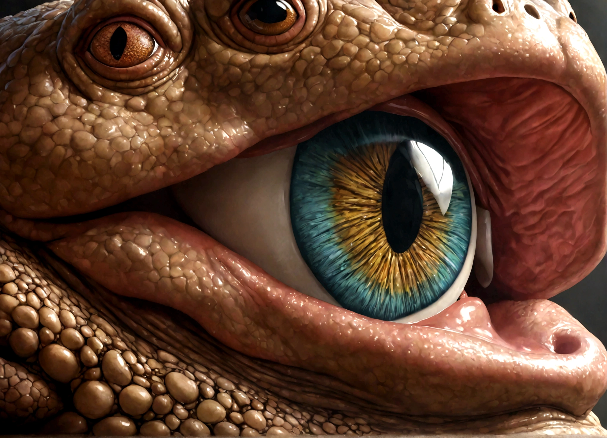 giant evil toads from outer space,1girl,beautiful detailed eyes,beautiful detailed lips,extremely detailed eyes and face,longeyelashes,scared expression,retro 50s hairstyle,retro 50s clothing,tight skimpy clothes,horror,vore,sexy,titillation,(best quality,4k,8k,highres,masterpiece:1.2),ultra-detailed,(realistic,photorealistic,photo-realistic:1.37),concept art,dramatic lighting,vivid colors