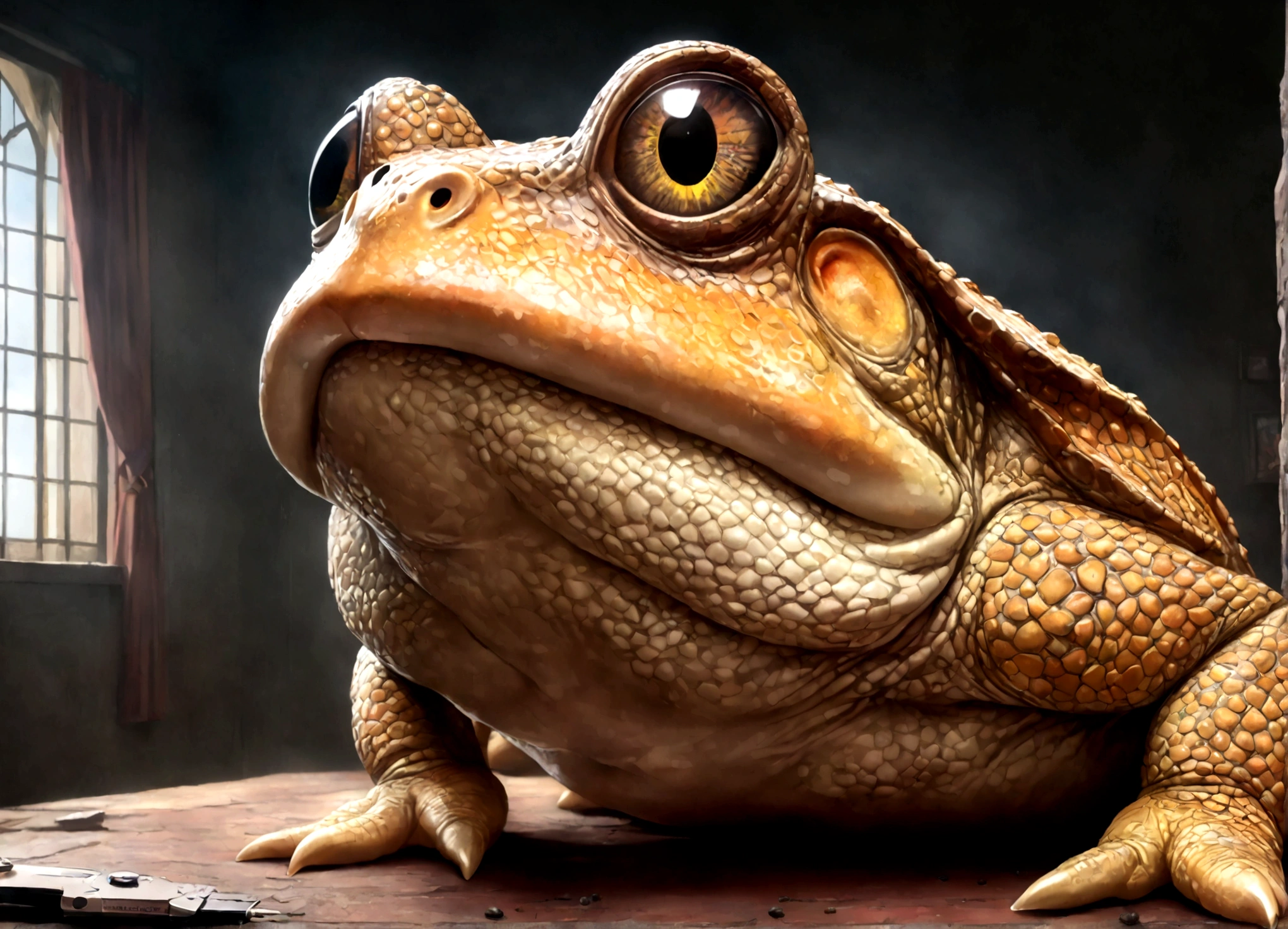 giant evil toads from outer space,1girl,beautiful detailed eyes,beautiful detailed lips,extremely detailed eyes and face,longeyelashes,scared expression,retro 50s hairstyle,retro 50s clothing,tight skimpy clothes,horror,vore,sexy,titillation,(best quality,4k,8k,highres,masterpiece:1.2),ultra-detailed,(realistic,photorealistic,photo-realistic:1.37),concept art,dramatic lighting,vivid colors