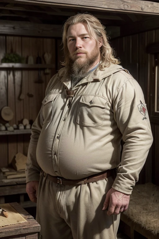 ((blond hairstyle of the 1300s)), Realistic, ((Full body photo)),Handsome face, male,(( (best quality,ultra-detailed),realistic,studio lighting,photography,two (chubby,plump) men with (big,fat) guts, hair and beard,🍀Baron Étienne Jocque governs the remote and lightly-populated Duchy of Crawford from his timber and stone stronghold Fort Grayling, built along the banks of the Au Sable River. He inherited his barony from his father Baron Claude Jocque, a French-Canadian fur trapper who first explored the region in the 1780s.
Baron Jocque himself is known as a seasoned wilderness scout and surveyor, having created some of the first crude maps of Crawford's vast forests, wetlands, and waterways. Now in his late 40s, he resides at Fort Grayling mainly during winter snows, emerging each spring to lead crews improving wagon trails and access points through the county for future pioneers and trade.
Though seen as gruff and unrefined by visiting nobles, Jocque enjoys great respect from the local frontier folk, trappers, and tradesmen. His knowledge of surveying, navigating, and outlasting Crawford’s harsh landscapes makes him an indispensable guide when it comes to pushing the borders of settlement deeper into the isolated domain under his loose stewardship.
((((looking at the watcher))))