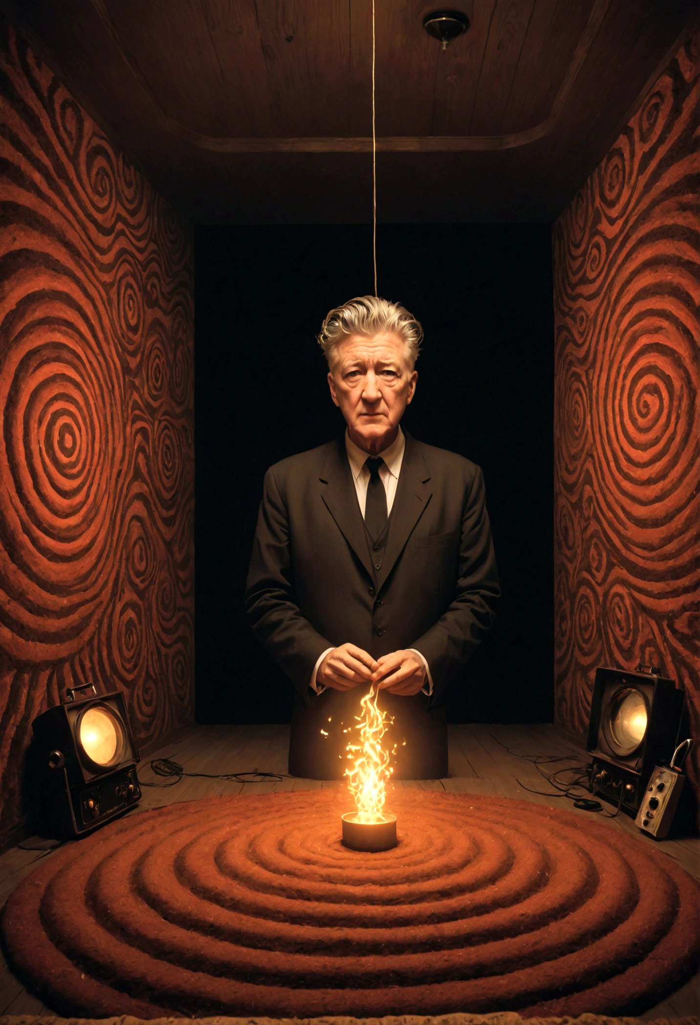 What does David Lynch's 5-MeO-DMT journey look like, realistic photos, high definition, high quality, 35mm film