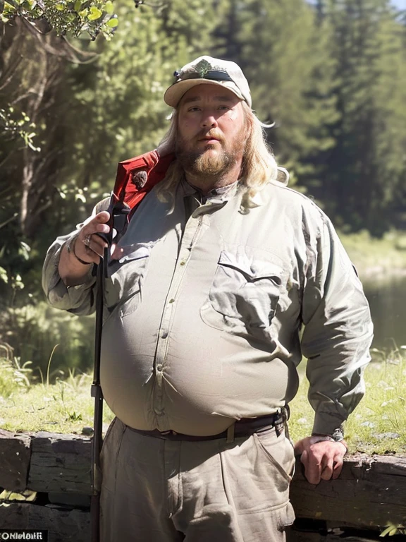((blond hairstyle of the 1300s)), Realistic， ((Full body photo)),Handsome face, male old idade 62，(( (best quality,ultra-detailed),realistic,studio lighting,photography,two (chubby,plump) men with (big,fat) guts, hair and beard,🍀Baron Étienne Jocque governs the remote and lightly-populated Duchy of Crawford from his timber and stone stronghold Fort Grayling, built along the banks of the Au Sable River. He inherited his barony from his father Baron Claude Jocque, a French-Canadian fur trapper who first explored the region in the 1780s.
Baron Jocque himself is known as a seasoned wilderness scout and surveyor, having created some of the first crude maps of Crawford's vast forests, wetlands, and waterways. Now in his late 40s, he resides at Fort Grayling mainly during winter snows, emerging each spring to lead crews improving wagon trails and access points through the county for future pioneers and trade.
Though seen as gruff and unrefined by visiting nobles, Jocque enjoys great respect from the local frontier folk, trappers, and tradesmen. His knowledge of surveying, navigating, and outlasting Crawford’s harsh landscapes makes him an indispensable guide when it comes to pushing the borders of settlement deeper into the isolated domain under his loose stewardship.
((((looking at the watcher))))