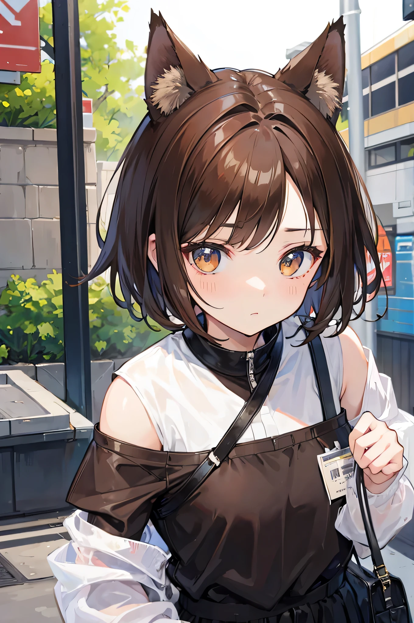 Brown Hair Cat ear female 20-year-old short hair Brown Eyes Front view
