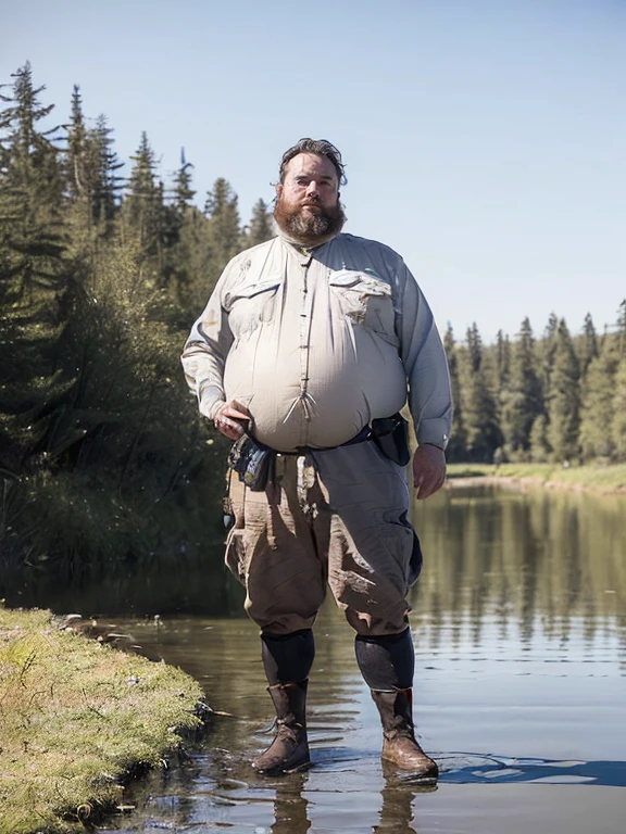 Realistic, ((Full body photo)),Handsome face, male old idade 62,(( (best quality,ultra-detailed),realistic,studio lighting,photography,two (chubby,plump) men with (big,fat) guts, hair and beard,🍀Baron Étienne Jocque governs the remote and lightly-populated Duchy of Crawford from his timber and stone stronghold Fort Grayling, built along the banks of the Au Sable River. He inherited his barony from his father Baron Claude Jocque, a French-Canadian fur trapper who first explored the region in the 1780s.
Baron Jocque himself is known as a seasoned wilderness scout and surveyor, having created some of the first crude maps of Crawford's vast forests, wetlands, and waterways. Now in his late 40s, he resides at Fort Grayling mainly during winter snows, emerging each spring to lead crews improving wagon trails and access points through the county for future pioneers and trade.
Though seen as gruff and unrefined by visiting nobles, Jocque enjoys great respect from the local frontier folk, trappers, and tradesmen. His knowledge of surveying, navigating, and outlasting Crawford’s harsh landscapes makes him an indispensable guide when it comes to pushing the borders of settlement deeper into the isolated domain under his loose stewardship.
((((looking at the watcher))))