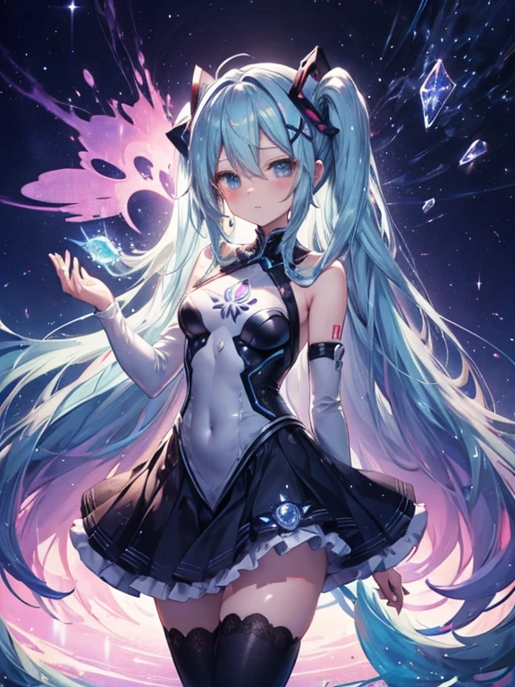 Hatsume miku x suicune ,ojos hermosos ((alta definicion)),art by dark natasha, jardin zen, art by dark natasha, art by vixen aztra, cuerpo completo, platas hermosas, cintura delgado, caderas amploas, piernas torneadas, hermosa, fullbody picture, recostada en una cama, mirada coqueta al expectador, standing ((upper leg coquetamente)), HD face