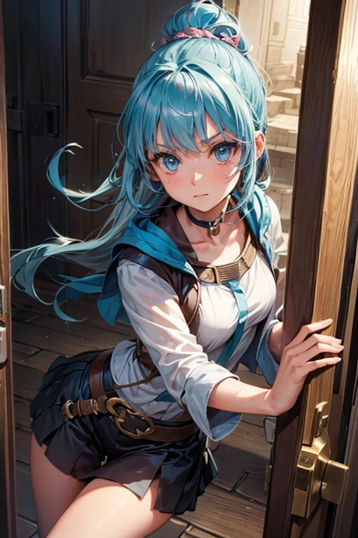 1girl,solo,in labyrinth,a lot of door