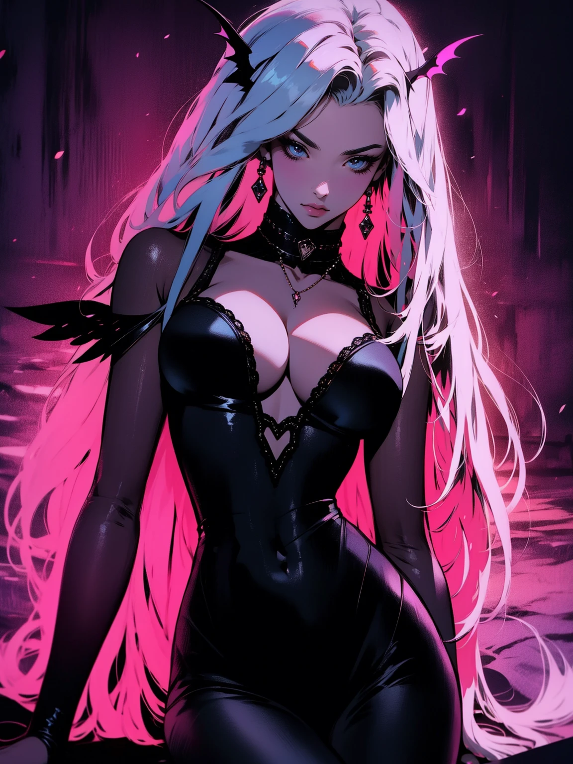 {-erro_de_anatomia:1.0} (best quality,4k,8k,highres,masterpiece:1.2) (masterpiece, top quality, best quality, official art, beautiful and aesthetic: 1.2), (1 woman: 1.uccubus girl, long white hair , opal eyes, (crystal eyes) succubus wings, magenta clothes, pant, gloves, attractive, moonlight, dinamic poses, perfect hands (perfect fingers), angry face, dinamic poses, walking on the ground