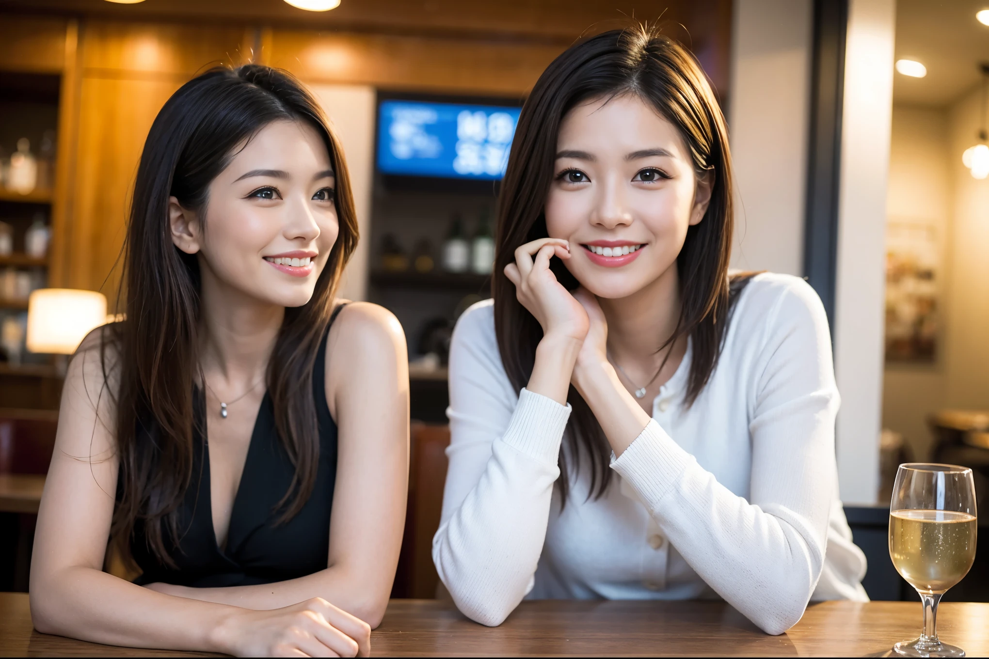 ((highest quality、8k、masterpiece:1.3))、1 male、1 female、石原さとみ似美女Couple、Spouse、Couple、The body is slim、((Bob Hale、Straight hair:1.2)), (Realistic, Intricate details:1.2), テーブルの上のwine glass、Shine light on your face、 Amazing view of the sunset sky and clouds、Amazing mountain views、A bright smile、The wonderfulness of smile、Bright image、The beauty of wine, Beautiful Face, blue eyes, The light shines on your face, Blushing, short hair,Bright Face、 (Age 37), "36 years old, red wine 、Appetizers、Italian food、Wine bottle、Champagne、sparkling wine、Two beauties、Brown Hair、Shortcuts、Long sleeve shirt、dress、Pretty Woman 1, (slimな顔), (The body is slim), (Brown Hair), (Shortcuts), cheeks turn a little red,Attractive beauty、restaurant, In a prominent place (From the waist up) Nova Frog Style, actress, model, Upper Body, White wine, slim, wine glass, 中央に置かれたwine glass, smile, (smile: 1.15), Beautiful fine grain, Depth f/2,saturation, High Contrast, Strong light and shadow,Moist Body:1.5、3D texture、Delicate eyes、Brown Hair、The hair is very shiny、