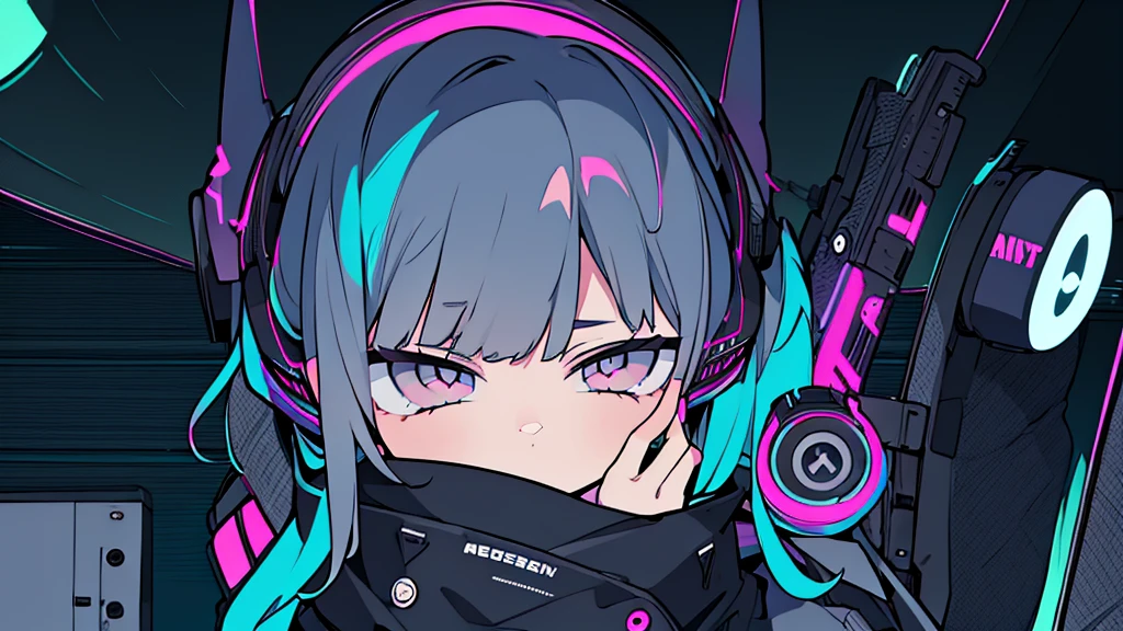Best quality, (masterpiece:1.2), best detail face,1 girl, big breasts, 18 yo, 8k,absurdres,unity 8k wall paper,(extremely detailed:1.3), highest realistic, (retro headphones:1.1), (soft neon light:1.1), (floating hair:1.2), (psychedelic:1.2), Her room full of music equipment, Leaning back on the chair with a casual attitude, Light clothing in summer, dark grey color palette