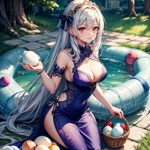 Lamia holding eggs