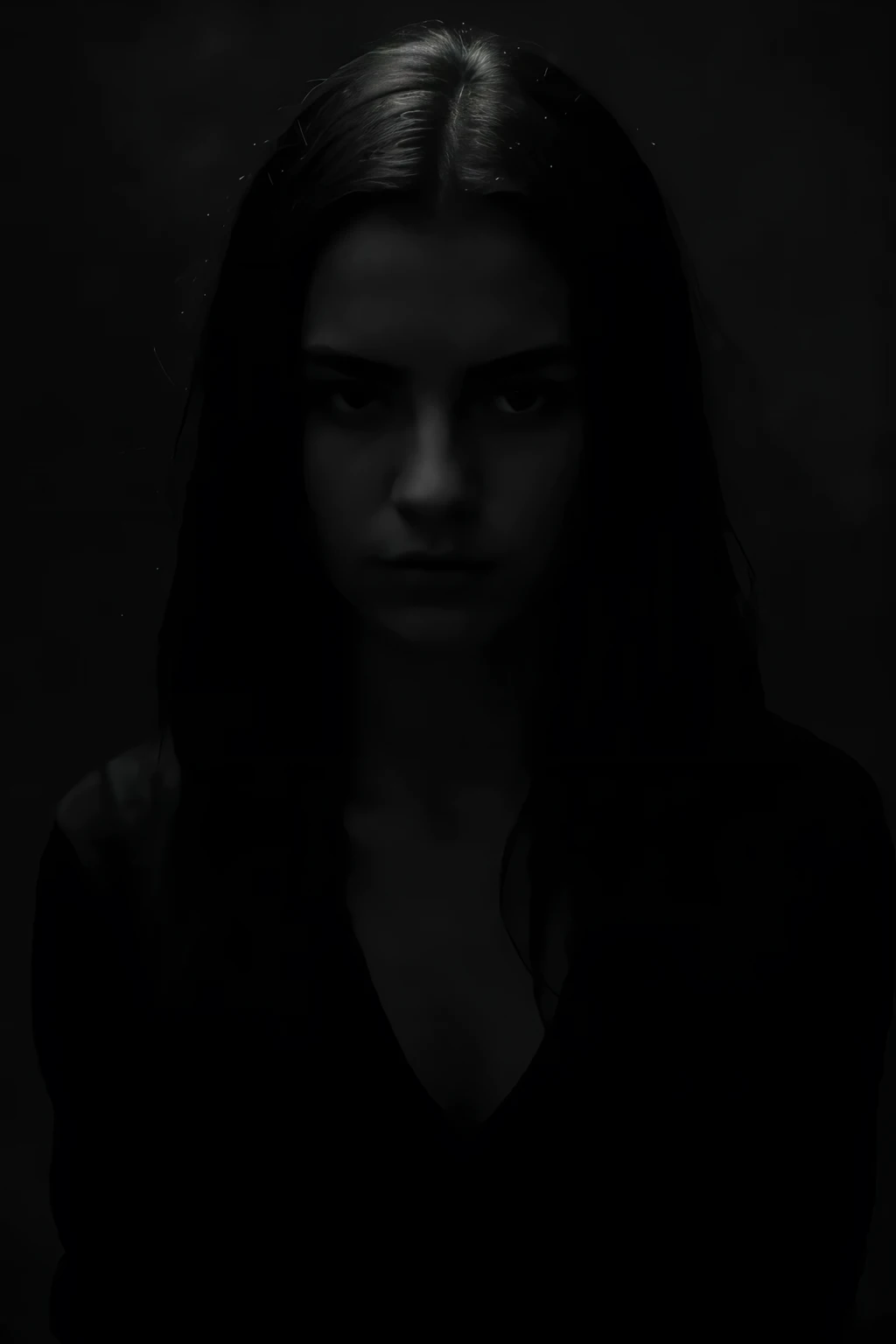 18 year old female, face fully obscured by shadow, outline of head visible, dramatic lighting, high contrast, chiaroscuro, moody atmosphere, mysterious, cinematic, dark and brooding, powerful portrait, striking composition, dramatic shadows, somber mood, deep shadows, alluring enigma, intense gaze, dramatic lighting effects, photorealistic, 8k, highly detailed, masterpiece