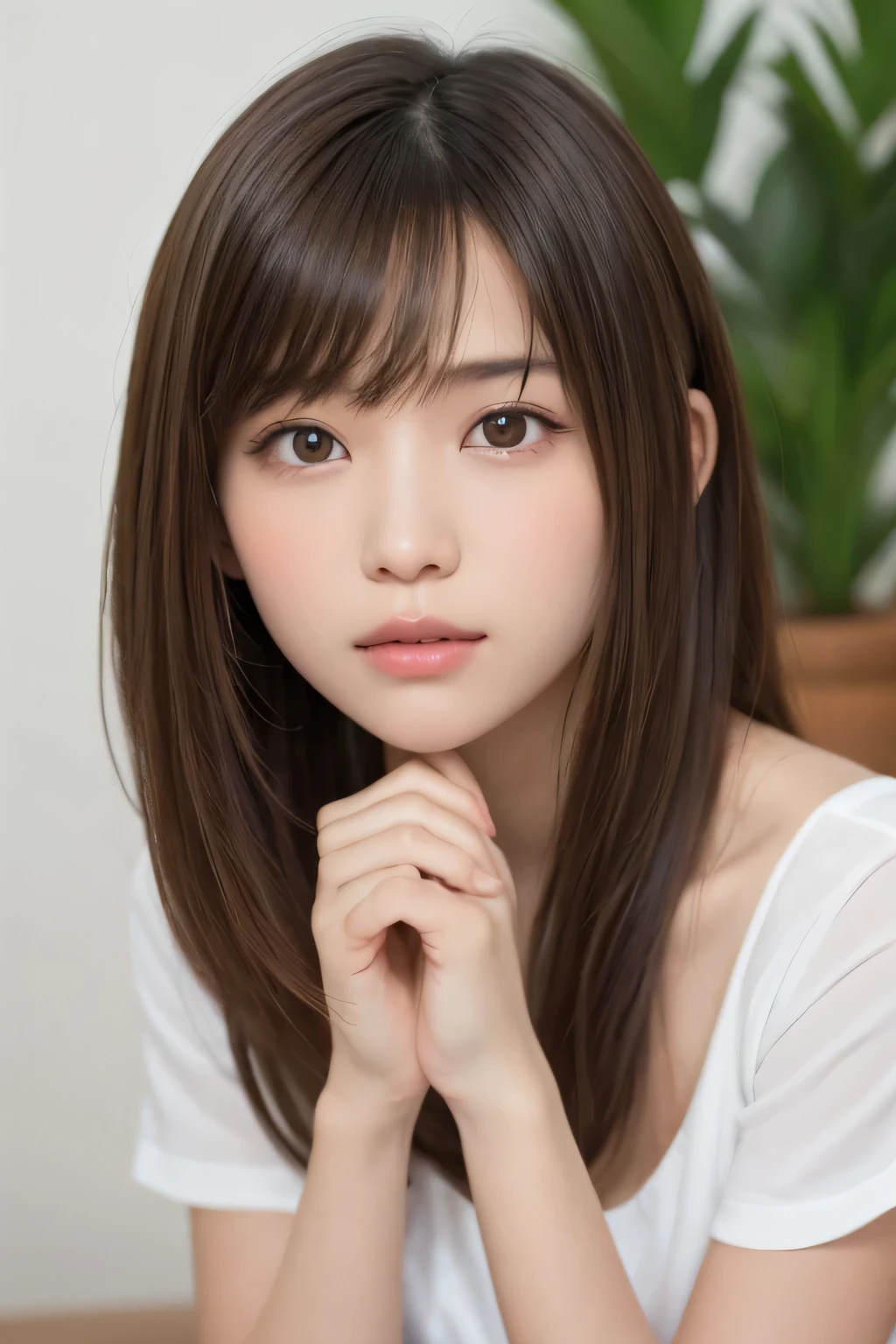 Tabletop, highest quality, One Girl, (Beautiful girl, Delicate girl:1.3), (:1.3), Very fine grain definition, (Symmetrical eyes:1.3), Big Breasts, Brown eyes, Parted bangs, Brown Hair, Chiquita, (Eye and facial details:1.0), Get closer to the face, Zoom in on face, Face Focus, perfectly trimmed fingers,whole body,university student,office Street,Are standing