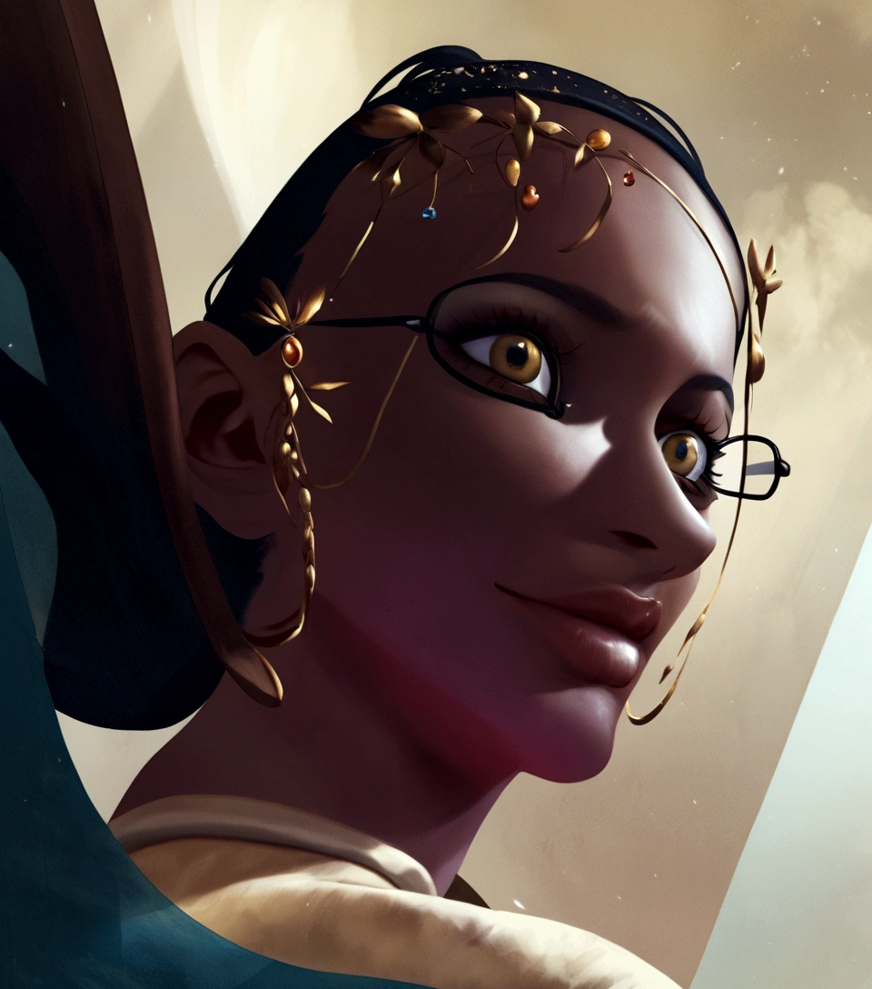 Um filme inspirado na Disney Pixar (MULHER NEGRA IDOSA COM CABELO LONGO CACHEADO PRETO) dentro A cena estar na arte distinta do estilo PIXAR, descolada e estilosa