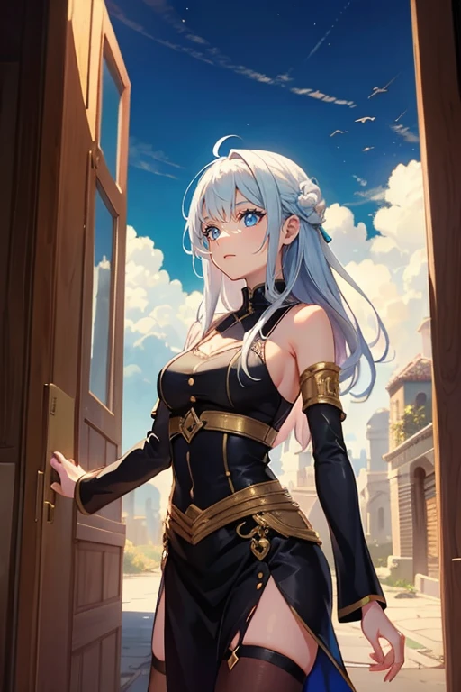 1girl,solo,in labyrinth,a lot of door,many door,maze
