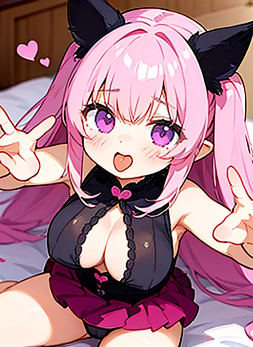 Erotic dresses　kawaii faces　　Succubus　　Angle from above　Pose with your hands on your chest　Colossal tits　mesugaki　Seduction poses　Provocative facial expressions　tongue licking pose　heart mark　Heart emblem　I'm wearing panties　Pink mist　harems